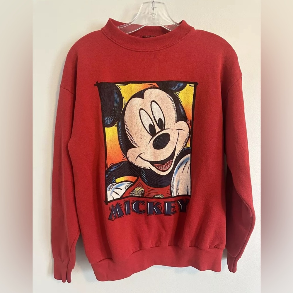 Vintage Mickey Unlimited Sweatshirt Disney Mickey Mouse Red Brazos Made USA Med